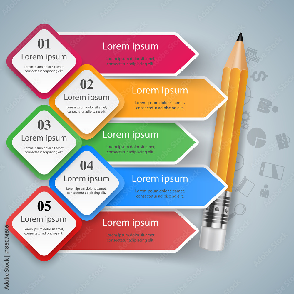 Fototapeta premium Pencil, education icon. Business infographic.