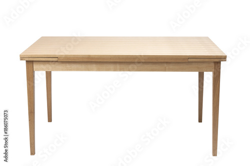 solid wood table isolated on the white background.