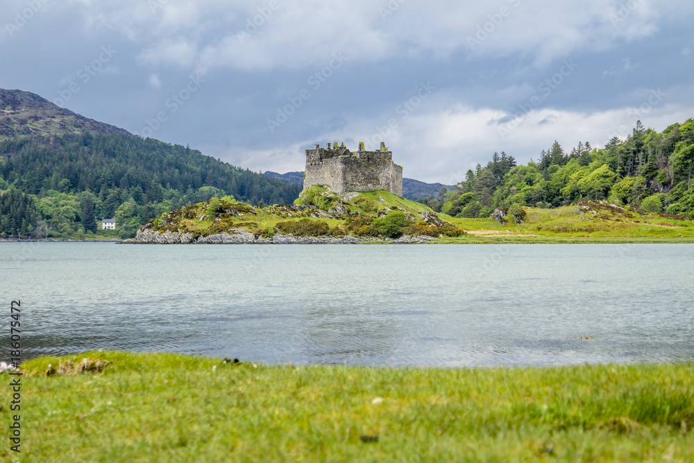 Castle Tioram - a ruined castle on a tidal island in Loch Moidart, Lochaber, Highland, Scotland
