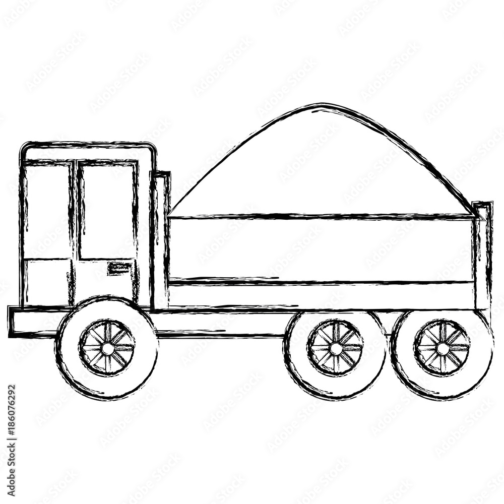 Naklejka premium truck dump with concrete vector illustration design