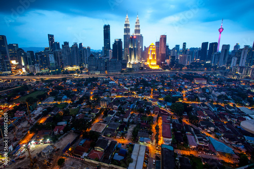 Kualar Lumpur skyline by night