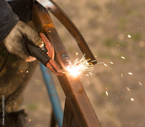 sparks from welding work