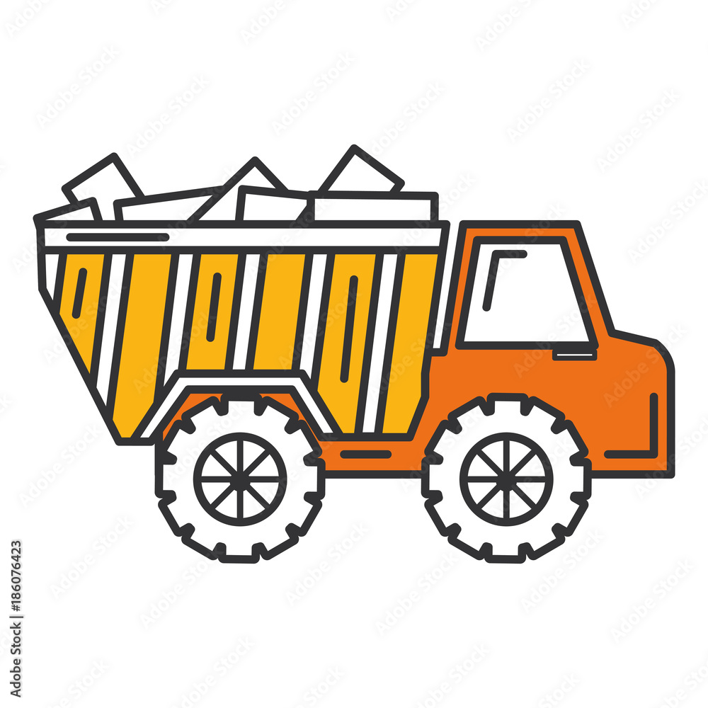 truck dump with bricks vector illustration design