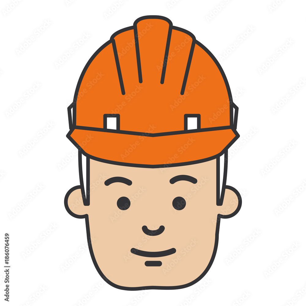 Obraz premium construction worker with helmet vector illustration design