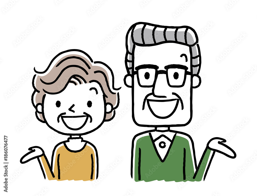 Obraz premium シニア夫婦：紹介、案内、説明