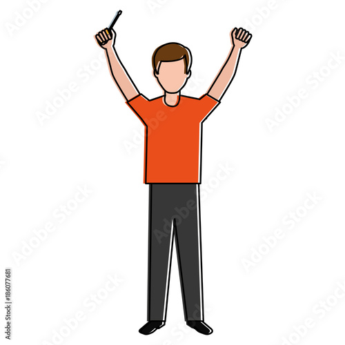 construction worker with screwdriver avatar vector illustration design