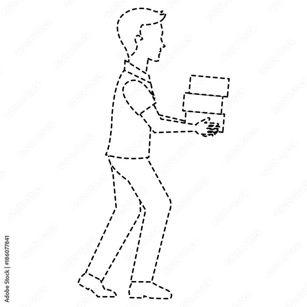 Fototapeta premium worker construction lifting bricks vector illustration design