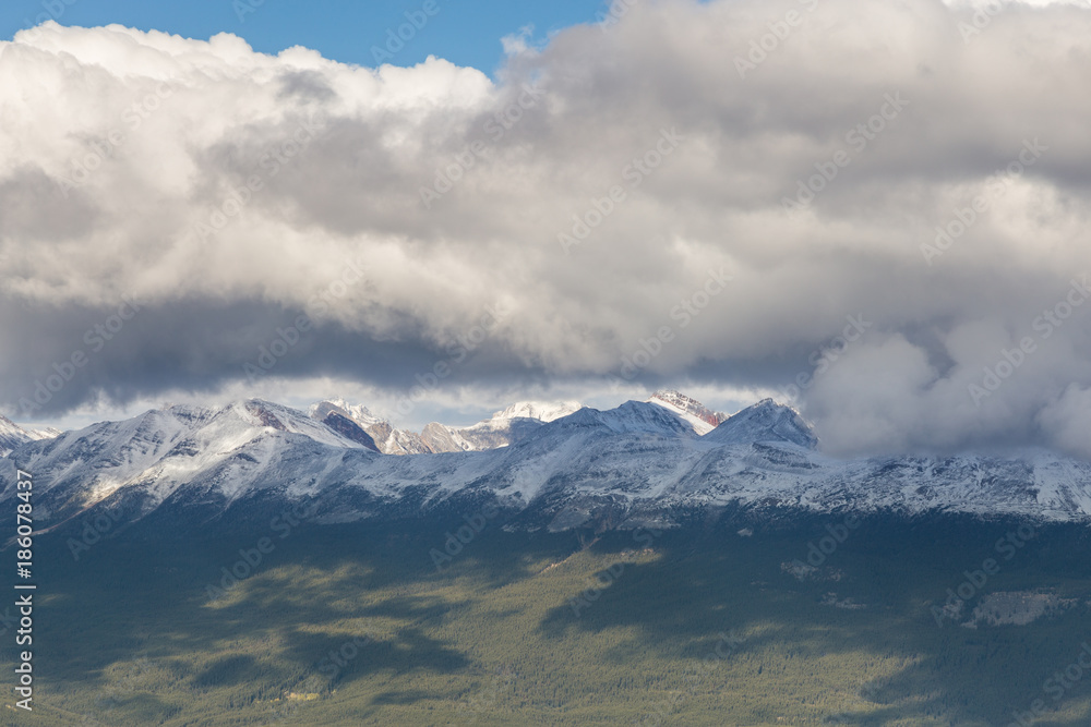 Close up of mountain range in the Canadian Rockies, Jasper, Alberta, Canada