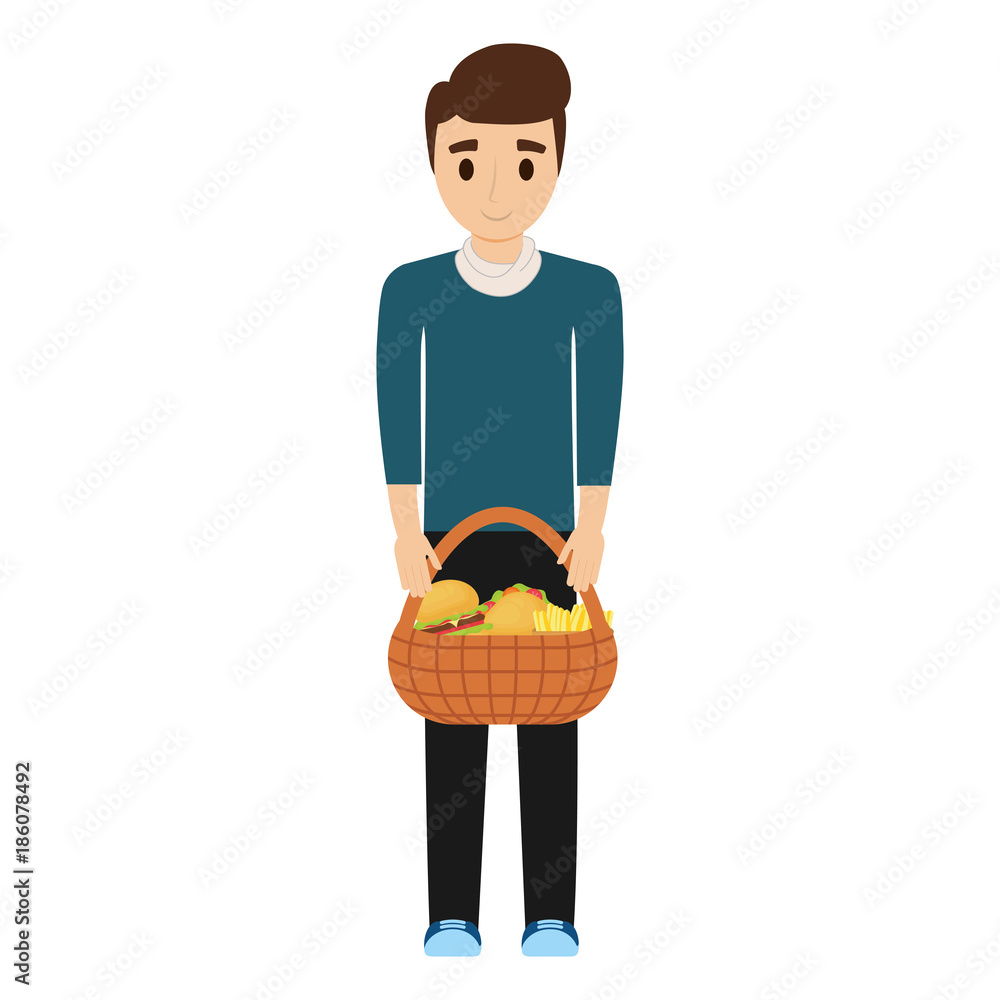 man with picnic basket vector illustration man with picnic basket vector illustration