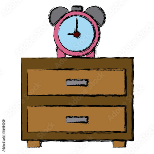 Alarm clock on desk icon vector illustration graphic design