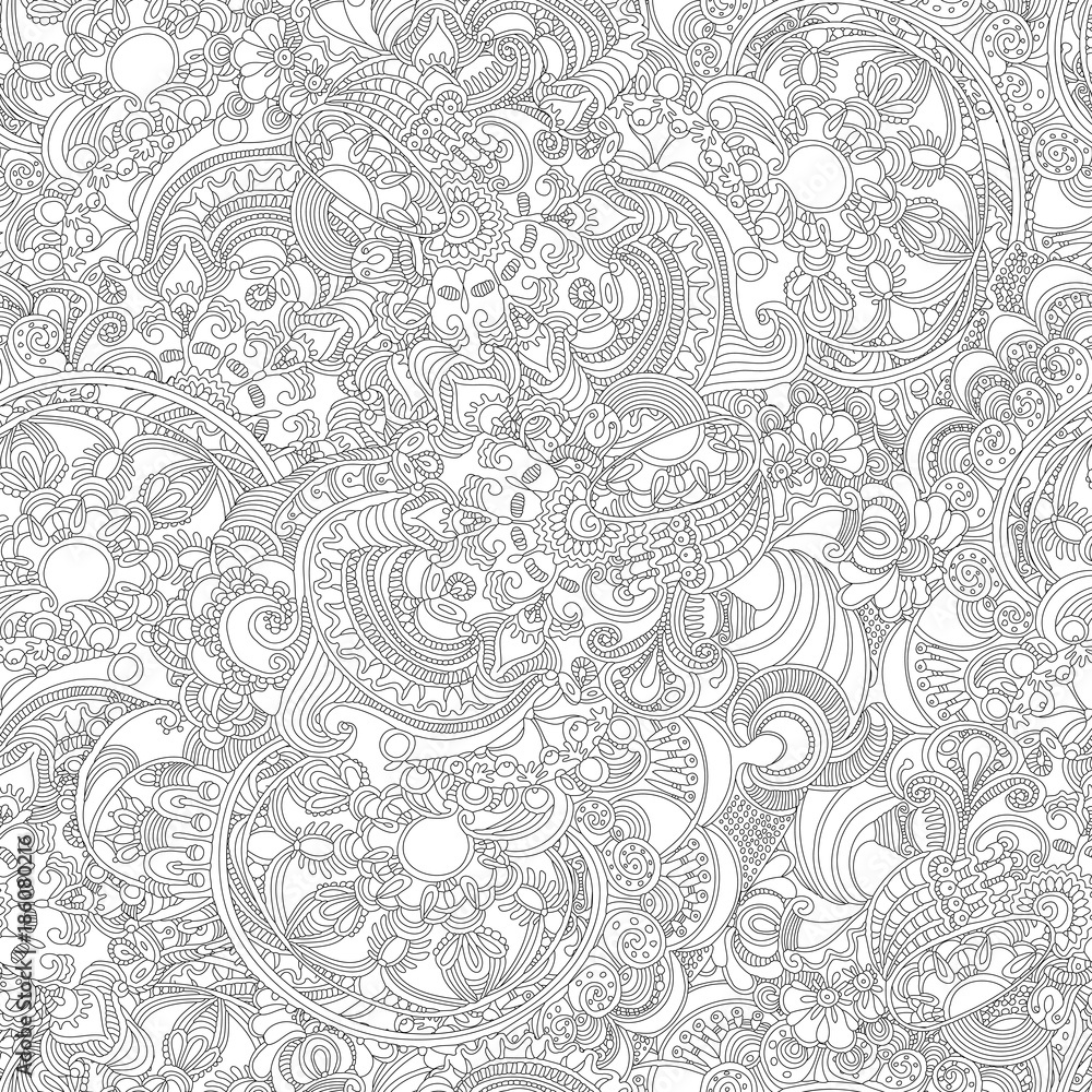 Obraz premium Abstract floral seamless doodle pattern