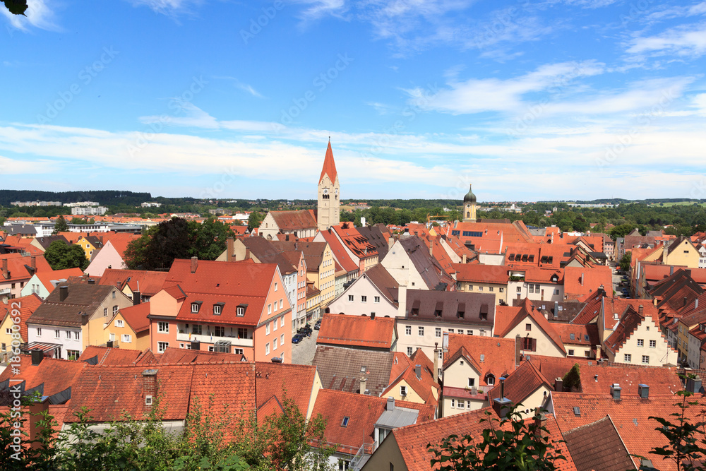 Cityscape of old town Kaufbeuren in Bavaria, Germany