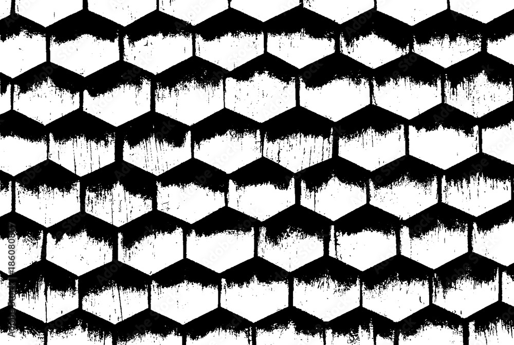 Naklejka premium Distressed traced old shingles texture. Grunge roof background. Vector illustration.