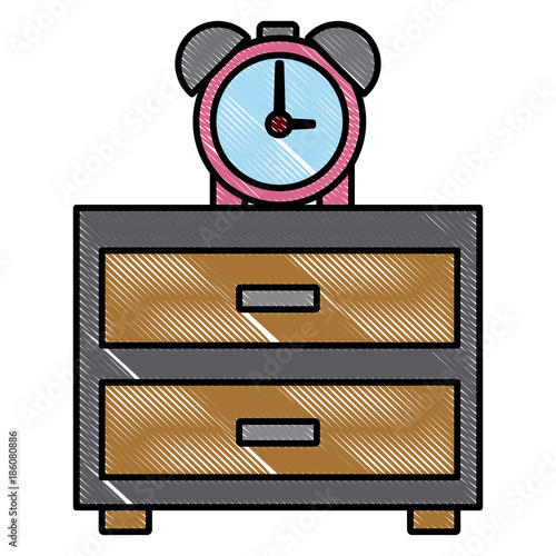 Alarm clock on desk icon vector illustration graphic design