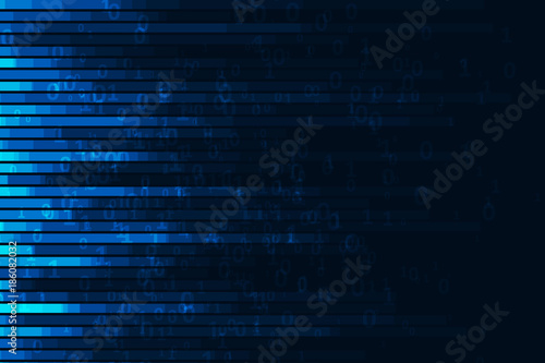 Abstract digital code visualization. Big data code representation. Stream of encoded data.
