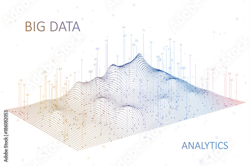 Abstract infographics visualization. Big data code representation. Futuristic network or business analytics. Graphic concept for your design