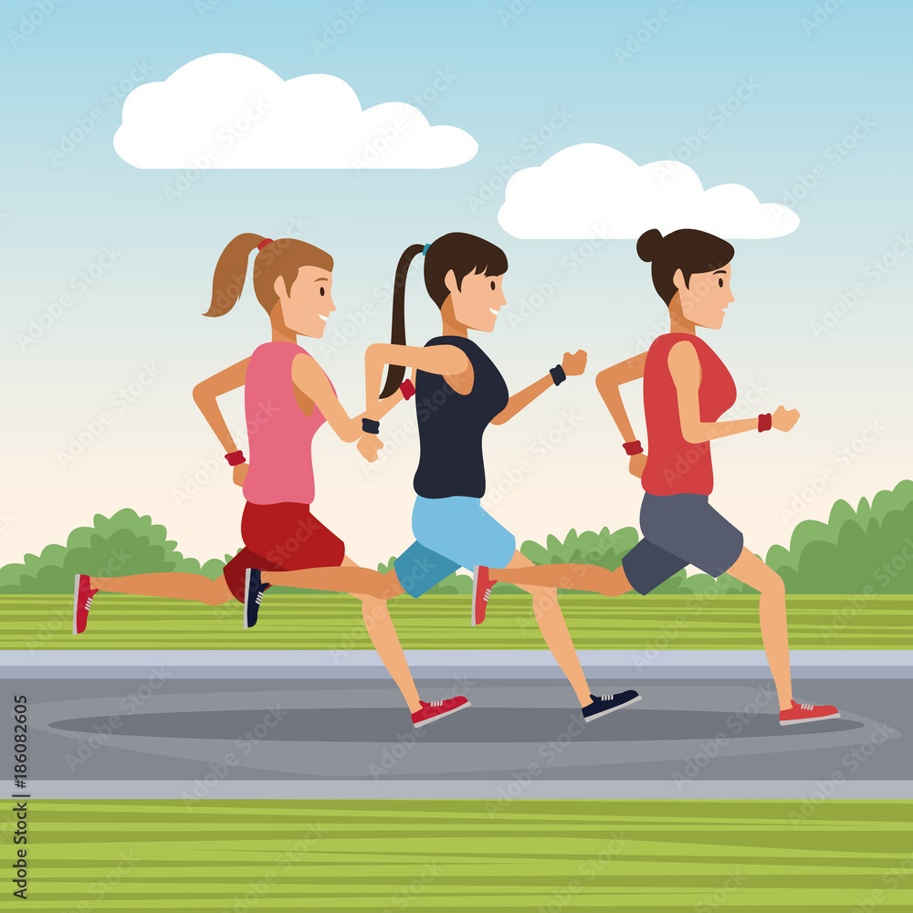 People running outside icon vector illustration graphic design People running outside icon vector illustration graphic design