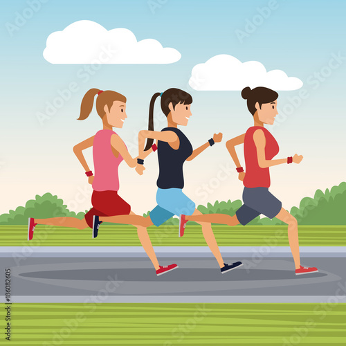 People running outside icon vector illustration graphic design
