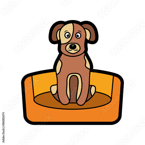 dog or puppy on bed pet icon image vector illustration design 