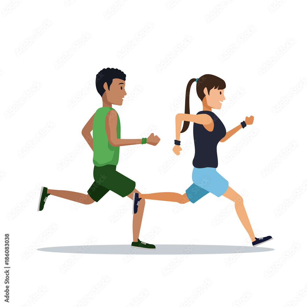 couple running over white background icon vector illustration graphic design couple running over white background icon vector illustration graphic design