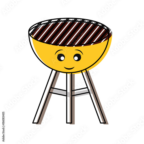 kawaii barbecue grill vector illustration