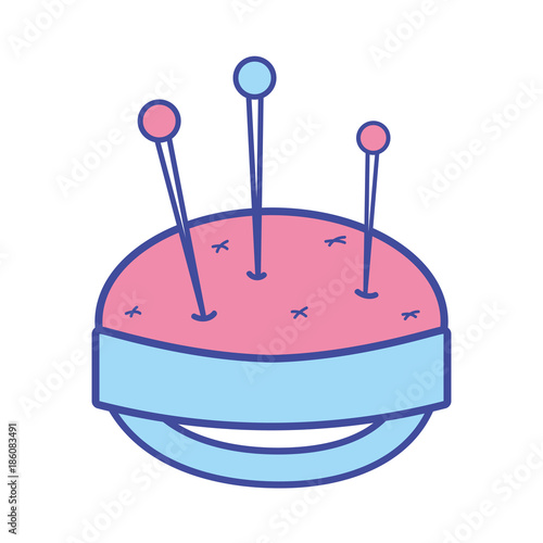 line color pin and pincushion sewing tool object