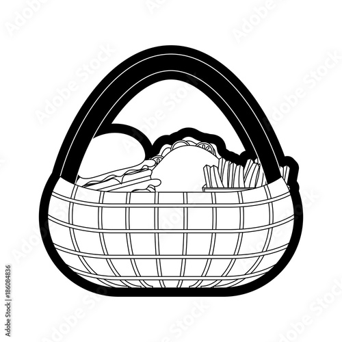 picnic basket with food icon