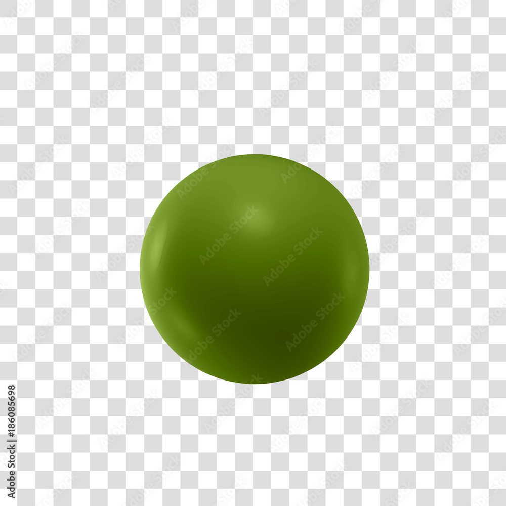 Green 3d green sphere. Vector illustration. Transparent background