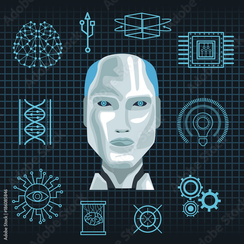 Robot artificial intelligence icon vector illustration graphic design