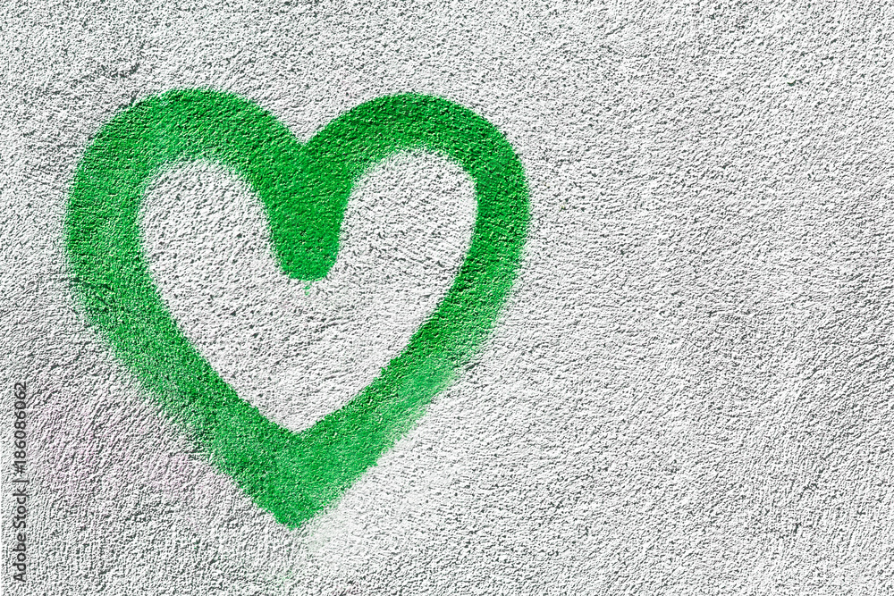 Green heart on wall Green heart on wall