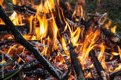 Close up details of wood burning