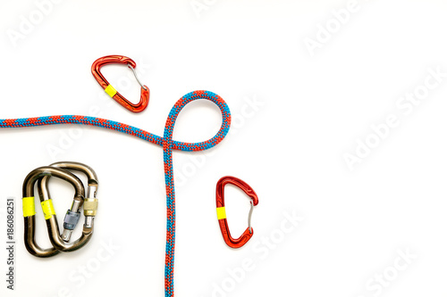 Rock Climbing Gear on White Background