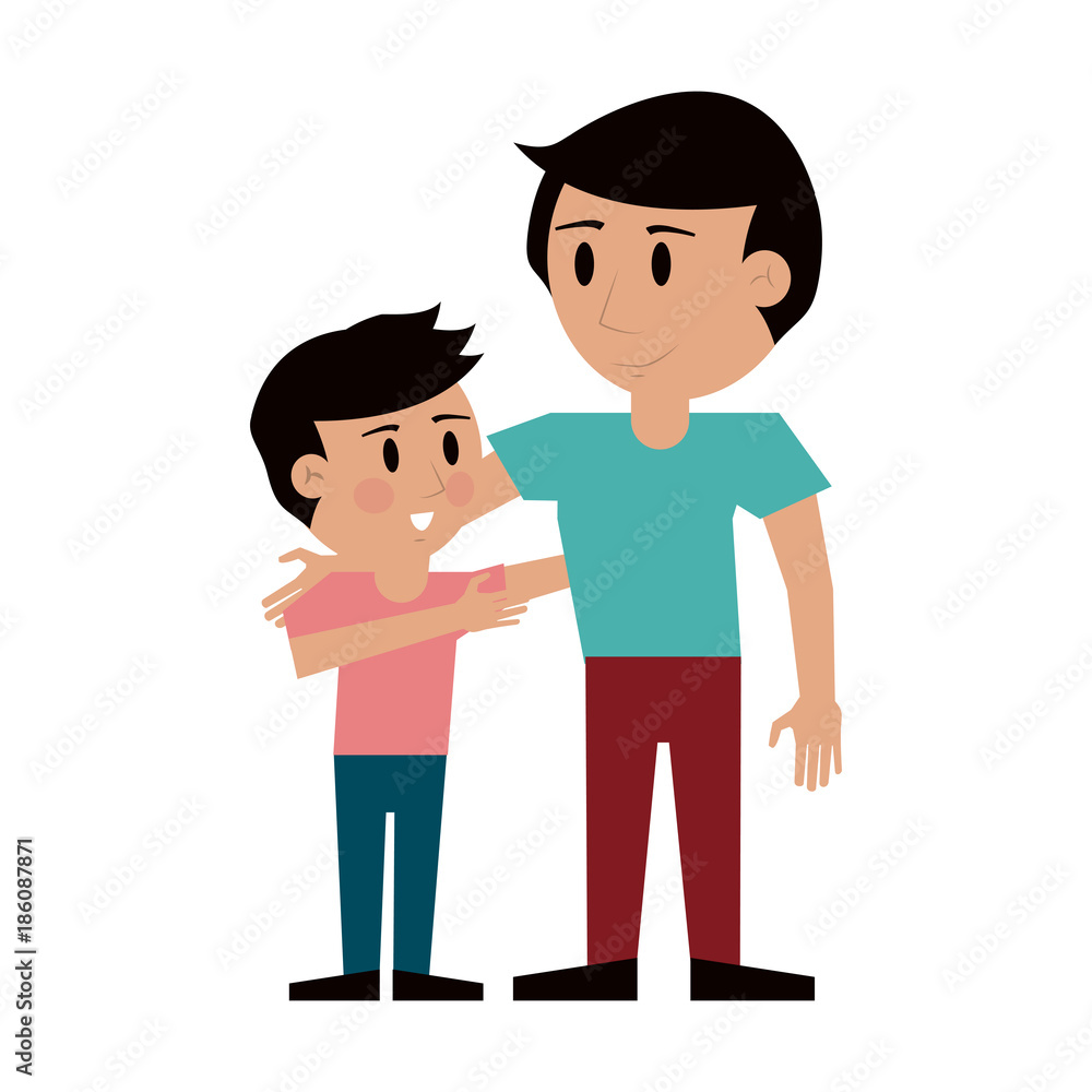 Young man with kid icon vector illustration graphic design Young man with kid icon vector illustration graphic design
