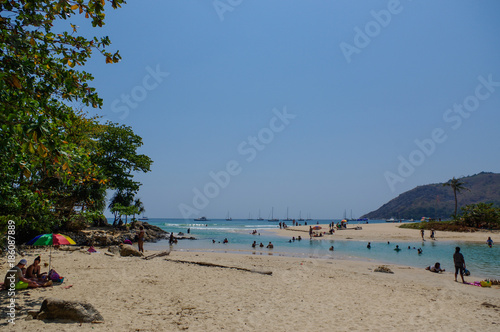 Fototapeta Naklejka Na Ścianę i Meble -  View to the Promthep cape from Naiharn Beach. Phuket island Thailand