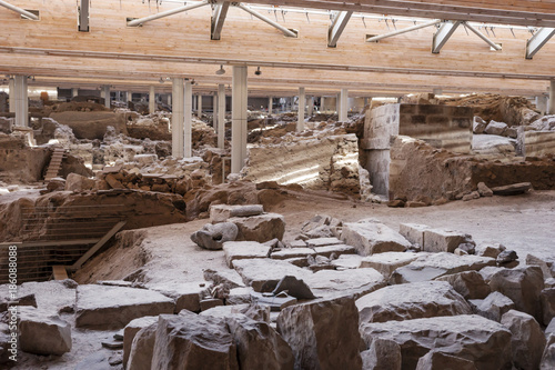 Akrotiri Archaeological Site Museum excavation near Fira Santorini island in Greece