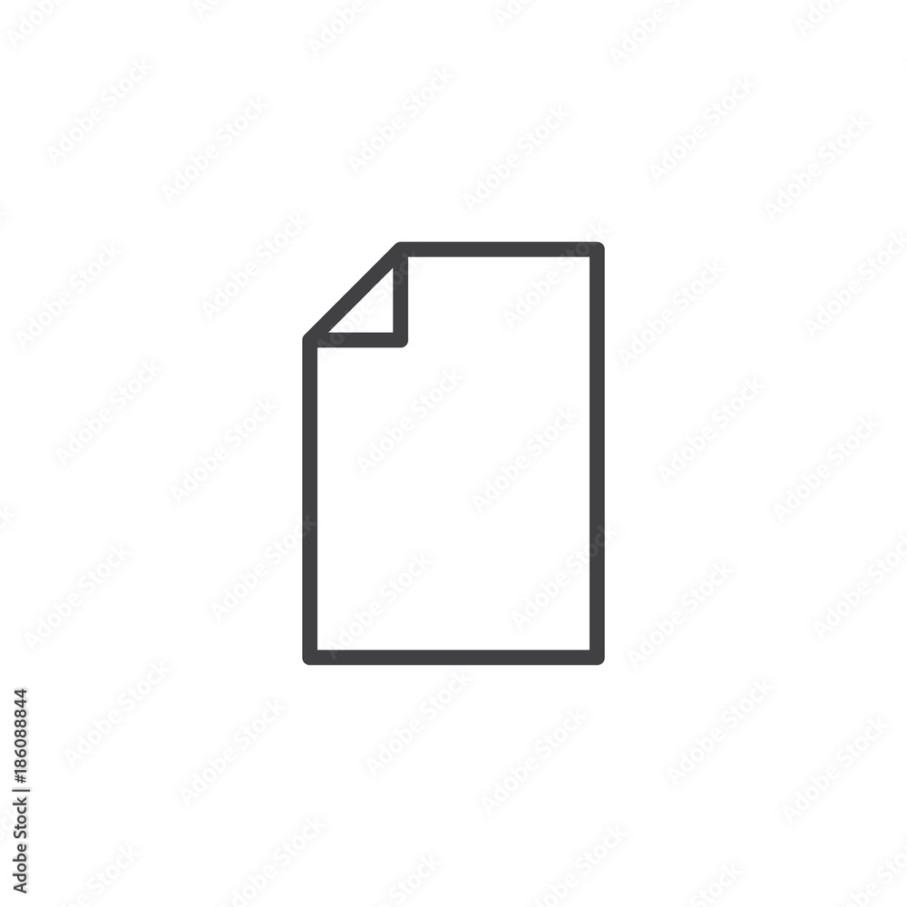 Office paper sheet line icon, outline vector sign, linear style pictogram isolated on white. File document symbol, logo illustration. Editable stroke