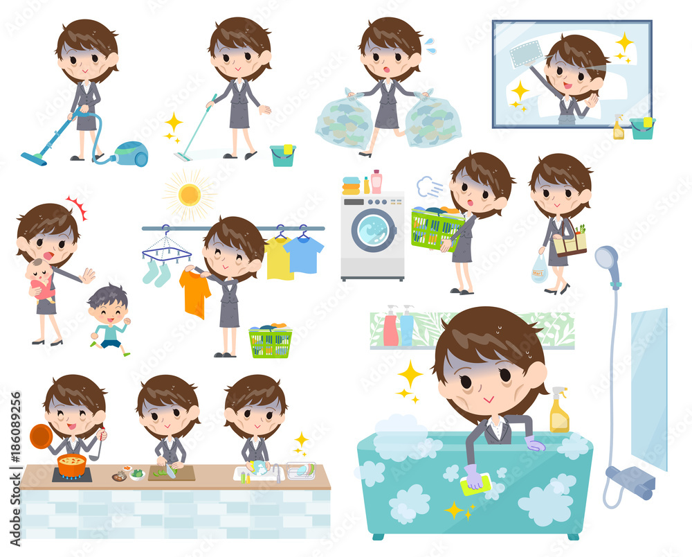Gray suit business women Bad condition_Housekeeping Gray suit business women Bad condition_Housekeeping
