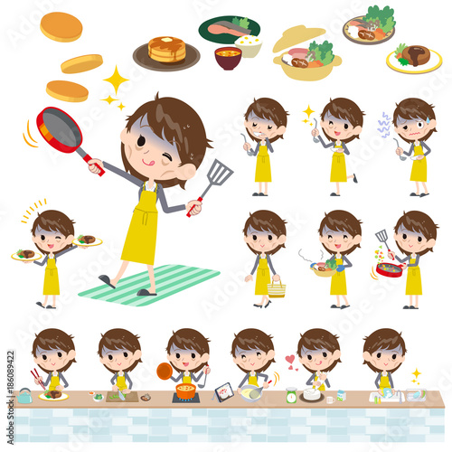 Gray suit business women Bad condition_cooking