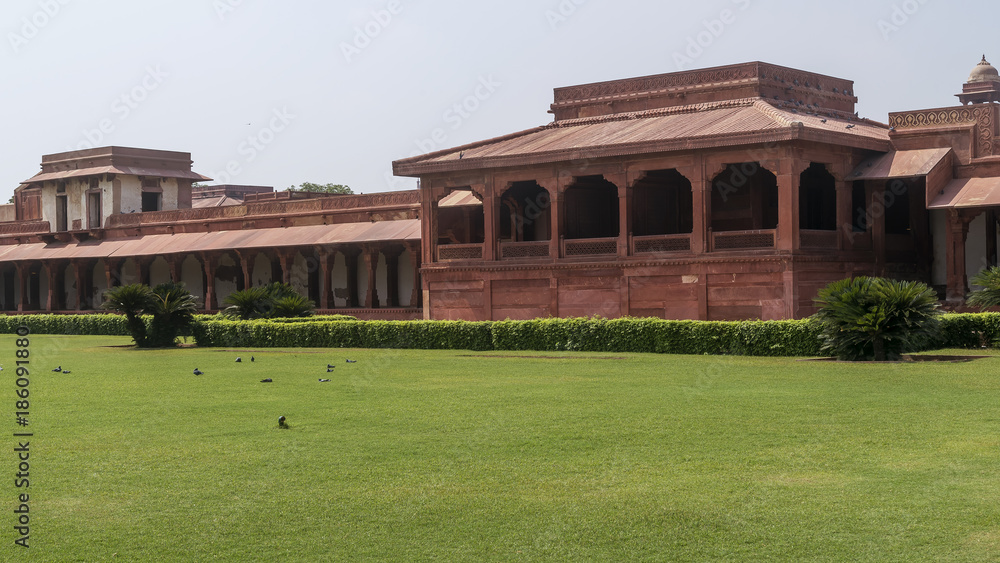 Garden inside the Fatehpur Sikri complex, Uttar Pradesh, India