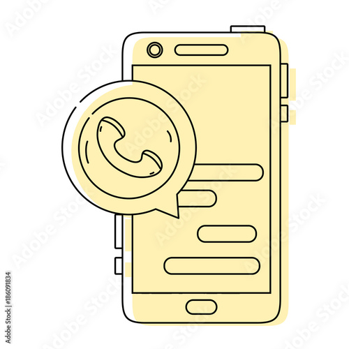 color smartphone chat bubble with phone sign