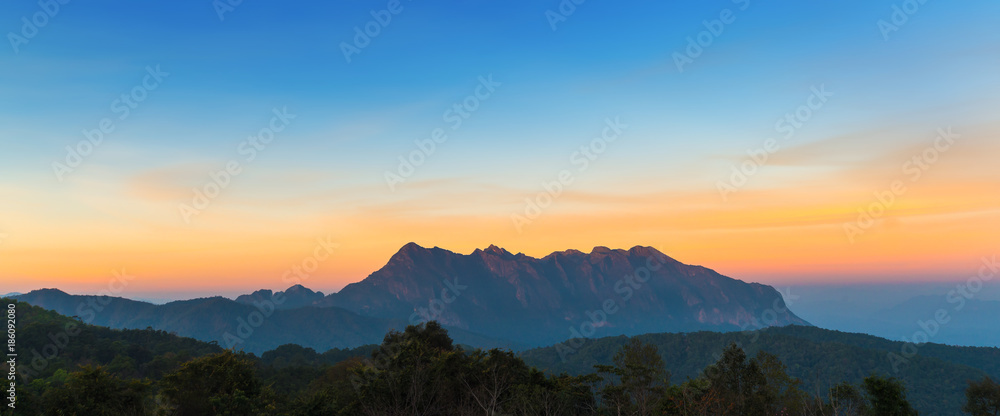 Beautiful Panorama of Doi Luang Chiang Dao Mountain in Chiang Mai province Thailand. The second highest mountain in Northern Thailand