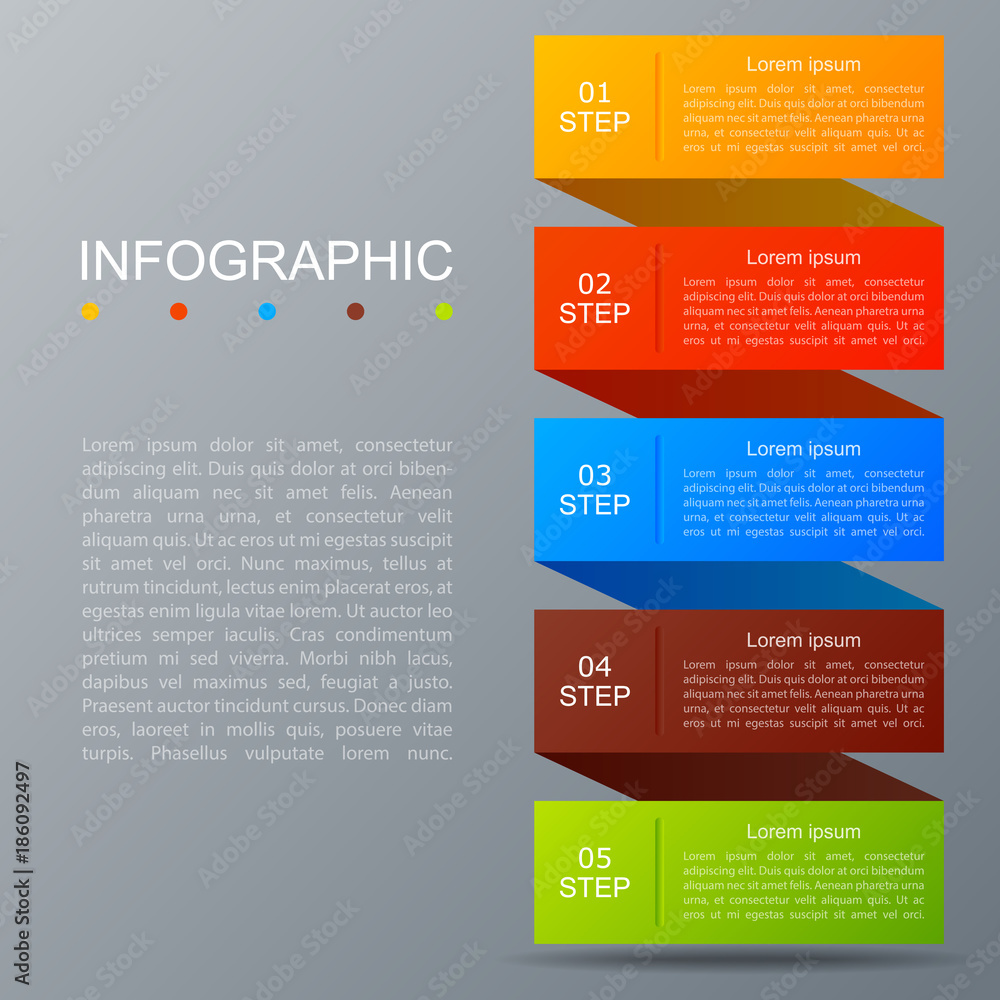 Infographic ribbon in modern fashion timeline of five options Infographic ribbon in modern fashion timeline of five options