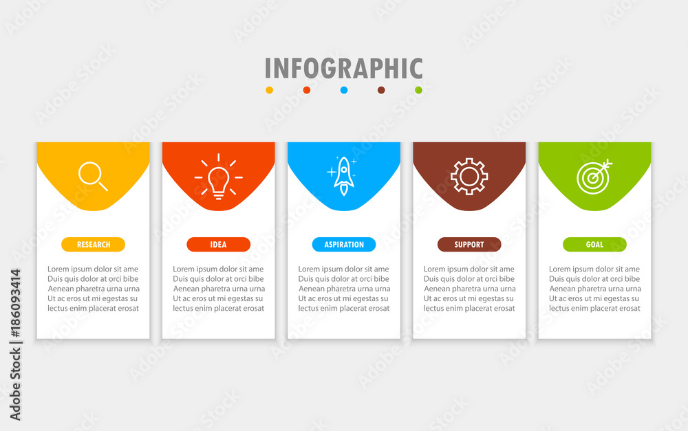  Infographics 5 steps with square 