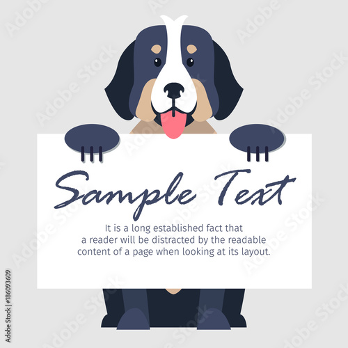 Bernese Mountain Dog with Signboard Illustration