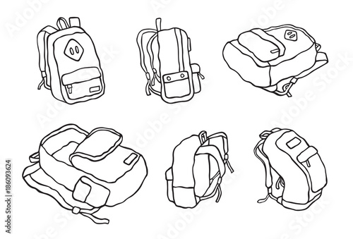 Backpack bag school bag doodle vector cartoon illustration cartoon Set B 