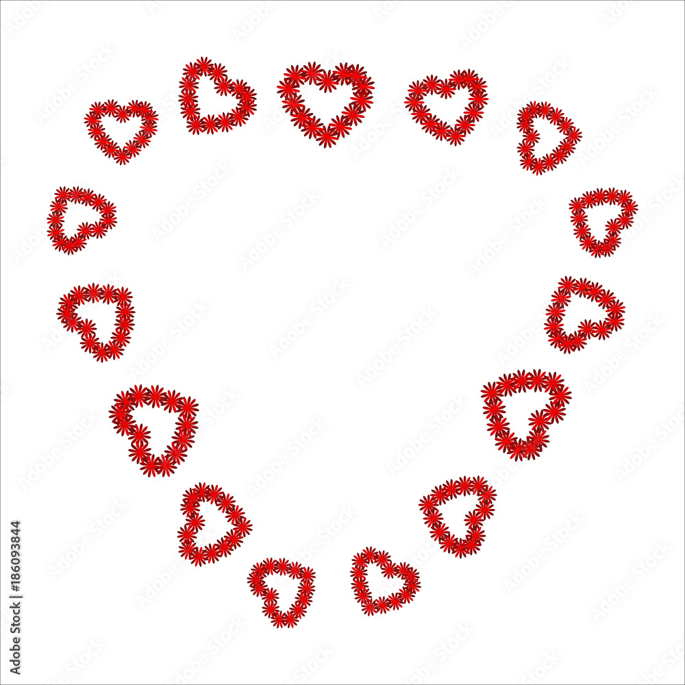 red heart on the white background. Colorful Valentine. Abstraction with colorful hearts. Postcard