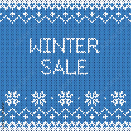 Winter sale wool knitted sweater background vector illustration, Christmas and holiday sale promotion template