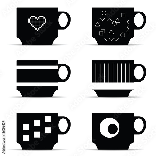 coffee cup icon set illustration