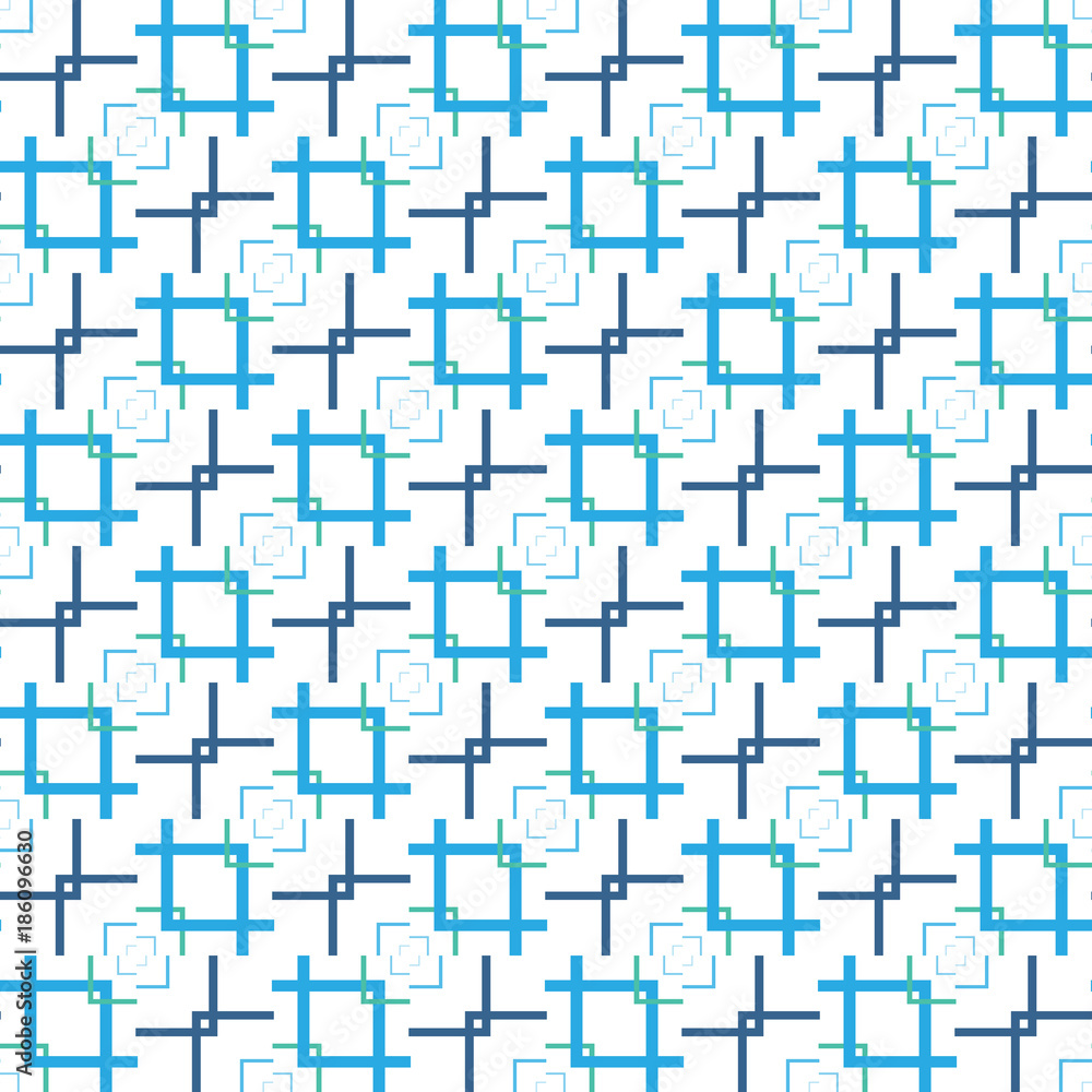 Square abstract blue seamless pattern