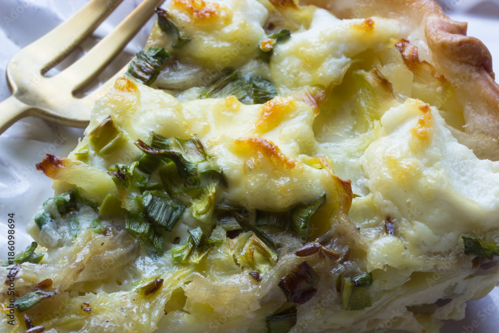 Lauchkuchen mit Ricotta und Kraut Stock Photo | Adobe Stock